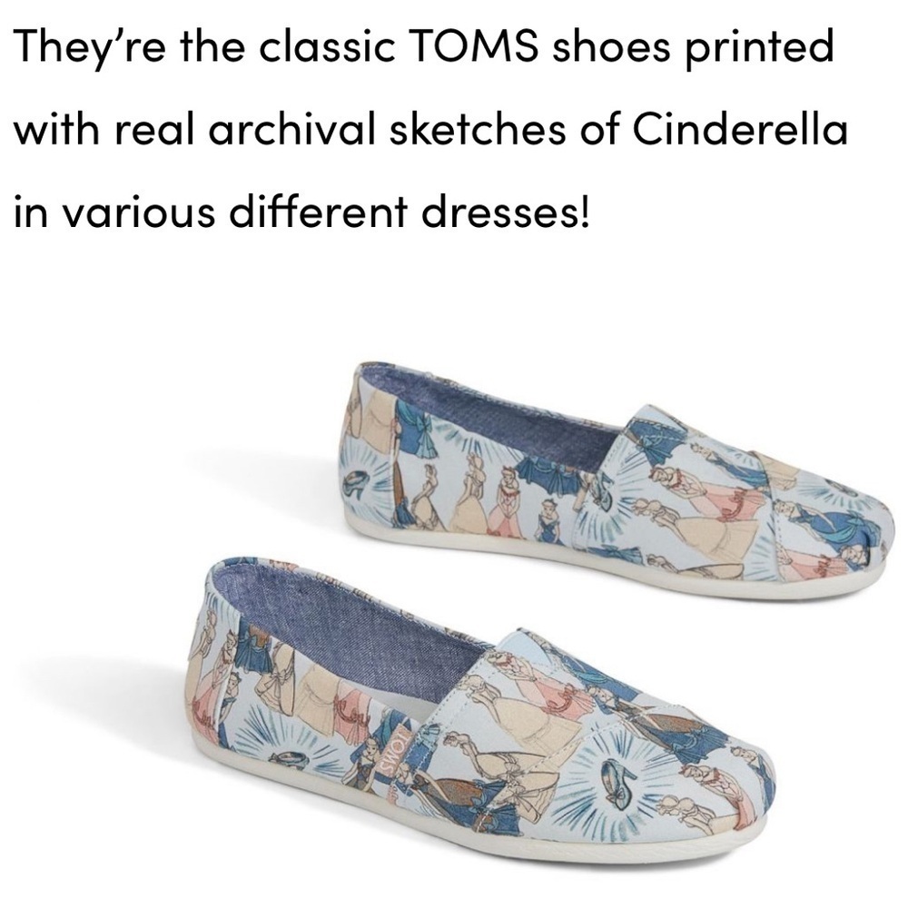 Toms x Disney limited edition Cinderella print classic canvas slip-on shoes - Picture 9 of 9